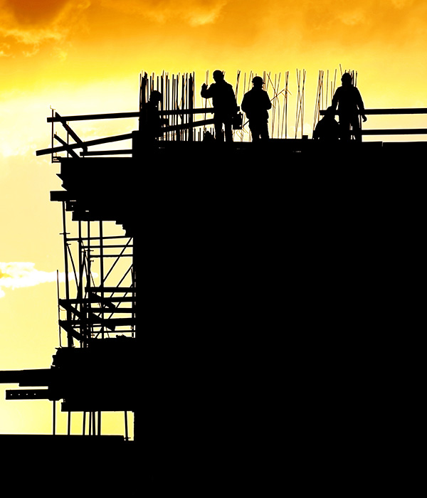 Sunset at a construction site